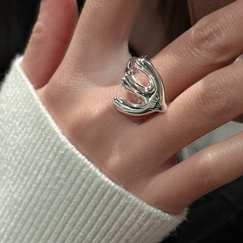 925 Sterlingsilber Offener Ring Für Damen Verstellbar Abstrakt Friedenstaube Fliegende Schwalbe Flügel Minimalist Schmuck