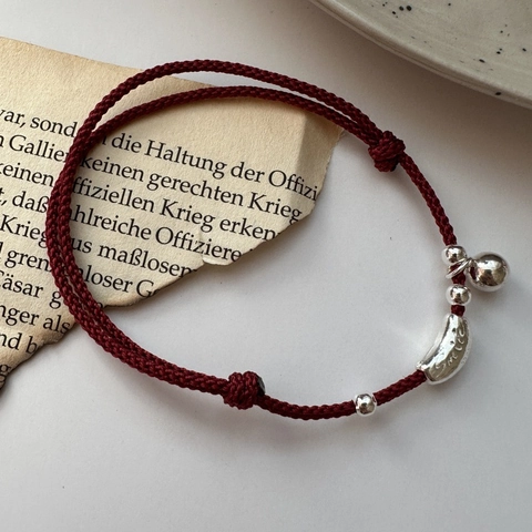 925 Sterling Silver Red String Bracelet For Women Smile Letter Bell Charm Adjustable Braided Lucky Hand Jewelry Ornament