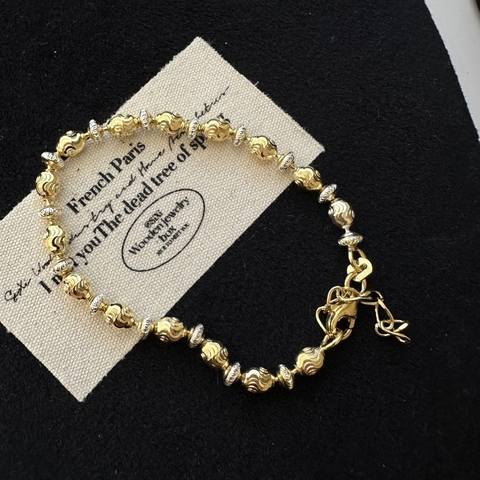 Vintage 925 Sterlingsilber Zweifarbiges Perlenarmband Für Damen Spiralstruktur Gold Silber Galvanisierter Schmuck Verstellbar