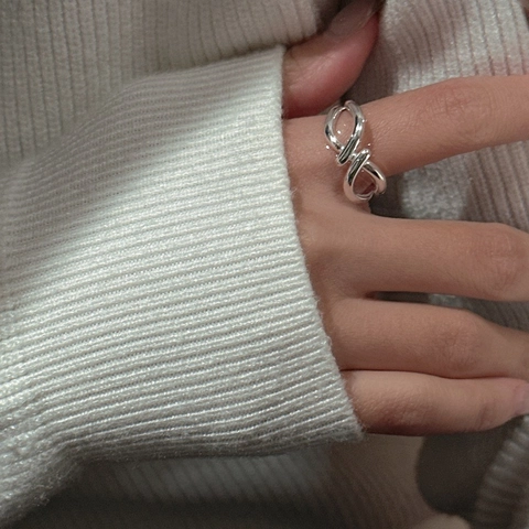 Minimalist 925 Sterling Silver Intertwined Line Cross Ring For Women Vintage Adjustable Twist Geometric Finger Ring Jewelry