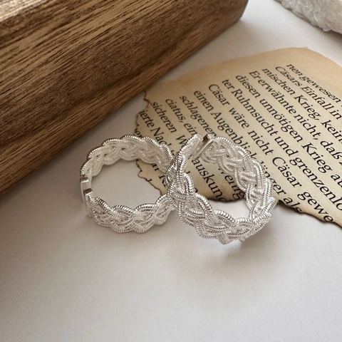 Koreanisch Minimalistisch 925 Sterlingsilber Webstruktur Offener Ring Vintage Verdreht Verstellbarer Fingerring Für Damen Geometrisch Schmuck