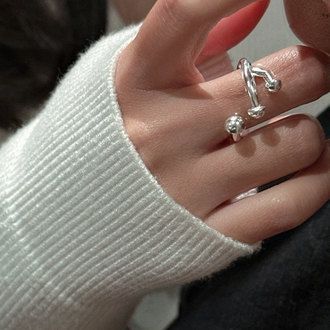 Anillo Abierto Irregular de Champiñón de Plata de Ley 925 para Mujer Anillo Ajustable de Moda Coreana Minimalista