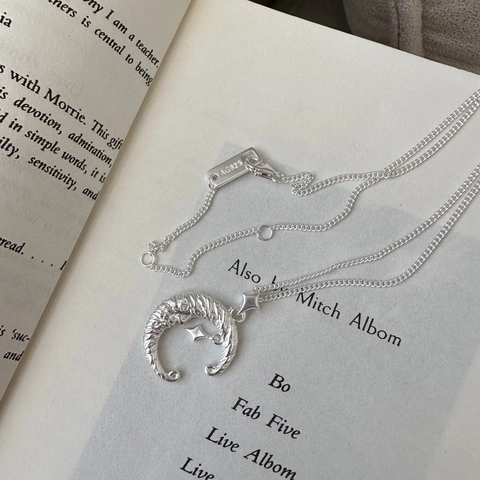 Vintage 925 Sterlingsilber Mond Stern Halskette Gehämmert Halbmond Anhänger Minimalistisch Chic Schlüsselbein Kette Damen Schmuck