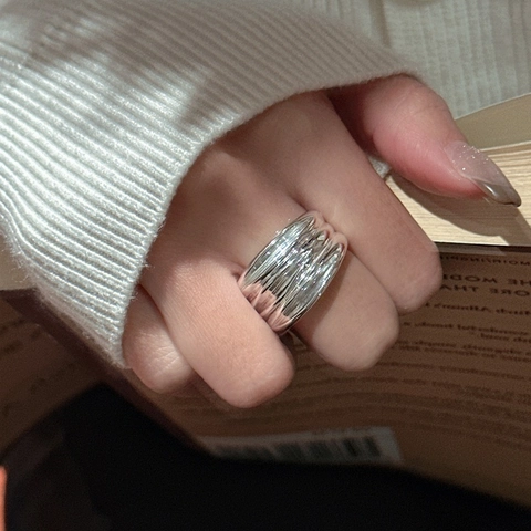 925 Sterlingsilber Mehrschichtige Wellen Ring Damen Verstellbar Minimalistisch Modern Mode Schmuck Fingerring Geschenk