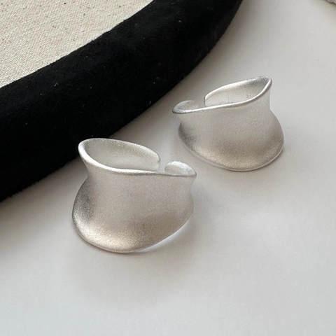 925 Sterlingsilber Matt Sattel Offener Ring Für Damen Minimalistisch Unregelmäßige Welle Gebürstet Verstellbarer Fingerring Schmuck