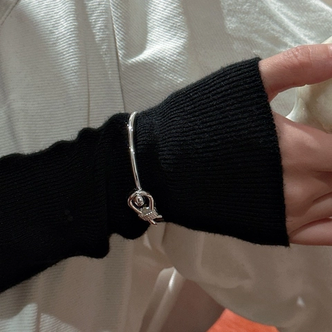 S925 Sterlingsilber Hufeisen Knoten Armreif Für Damen Minimalistisch Shackle Offenes Armband Hochglanzpolierter Industrieschmuck
