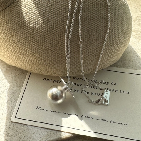 925 Sterling Silver Minimalist Round Ball Pendant Necklace For Women Electroplated Matte Frosted Clavicle Chain Jewelry Gift
