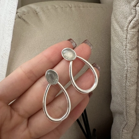 925 Sterling Silver Labradorite Earrings For Women Korean Niche Design Geometric Waterdrop Oval Gemstone Drop Earrings