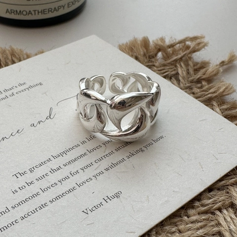 925 Sterlingsilber Offener Ring Für Damen Minimalistisch Unregelmäßig Geflochten Kette Hohl Verstellbarer Fingerring Schmuck