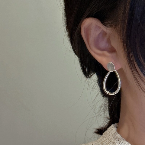 925 Sterling Silver Labradorite Earrings For Women Korean Niche Design Geometric Waterdrop Oval Gemstone Drop Earrings