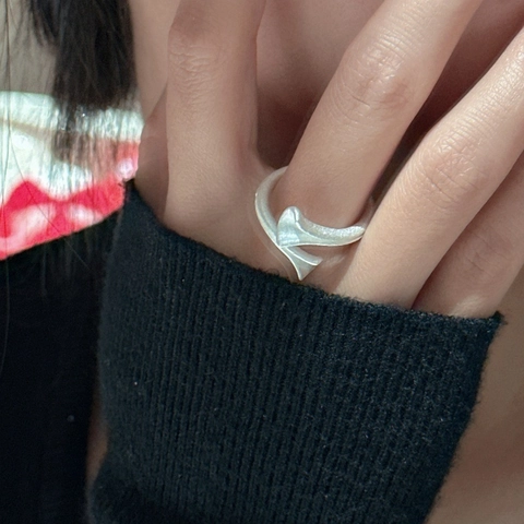 925 Sterling Silver Open Ring For Women Korean Style Simple Matte Irregular Twisted Adjustable Finger Jewelry Fashion Accessory