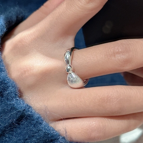 925 Sterlingsilber Verstellbarer Offener Ring Für Damen Vintage Minimalistisch Gebürstete Textur Schleife Geometrischer Fingerring Schmuck