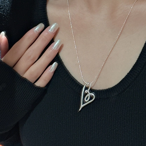 S925 Sterling Silver Heart Pendant Necklace Knot Design Minimalist Retro Hollow Clavicle Chain For Women Jewelry Gift