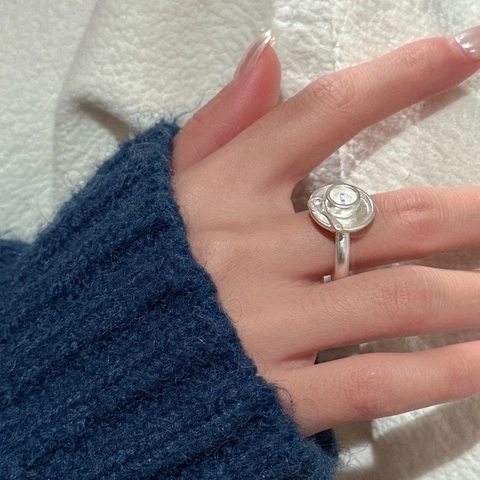 S925 Sterling Silver Creative Miniature Coffee Cup Open Ring Retro Adjustable Finger Jewelry For Women Individual Niche Design Gift