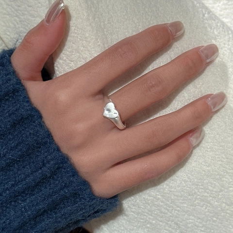 S925 Sterlingsilber Matt Herz Offener Ring Verstellbar Koreanische Ins Stil Minimalistischer Schmuck Ring Geschenk Für Damen