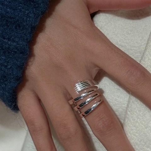925 Sterling Silver Multi-layer Cross Spiral Open Ring For Women Minimalist Adjustable Vintage Style Jewelry Finger Ring