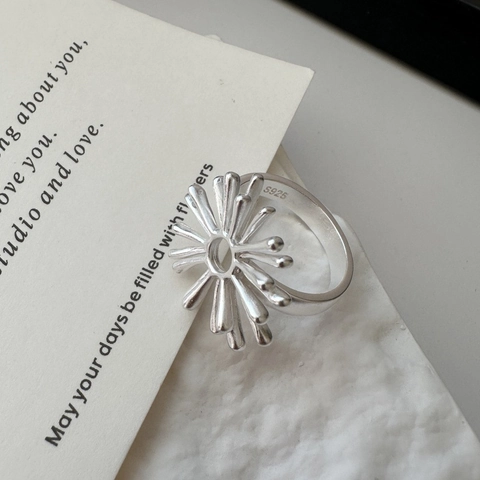 925 Sterling Silber Feuerwerk Verstellbarer Offener Ring Für Damen Minimalistisches Design Sonnenstrahl Geometrischer Fingerring Schmuck
