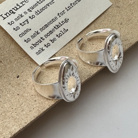 S925 Sterling Silver Hollow Oval Ring For Women Minimalist Geometric Adjustable Open Ring Personalized Fashion Jewelry Gift
