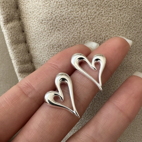 925 Sterlingsilber Hohl Herz Ohrstecker Für Damen Vintage Minimalistisch Ins Stil Galvanisierte Silberne Herz Ohrringe