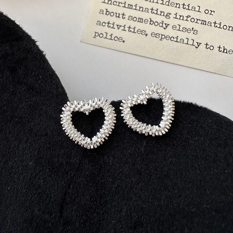 Orecchini a Bottone a Cuore in Argento Sterling 925 per Donna Design di Nicchia Minimalista Coreano Testurizzato Orecchini Argento