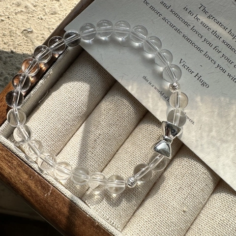 Bracciale in Argento Sterling S925 Con Fiocco e Cristallo Bianco Minimalista Design Coreano Gioielli alla Moda per Donna