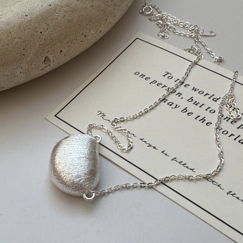 925 Sterling Zilver Boon Hanger Halsketting Voor Vrouwen Geborstelde Textuur Niche-ontwerp Minimalistische Sleutelbeenketing Sieraden Cadeau