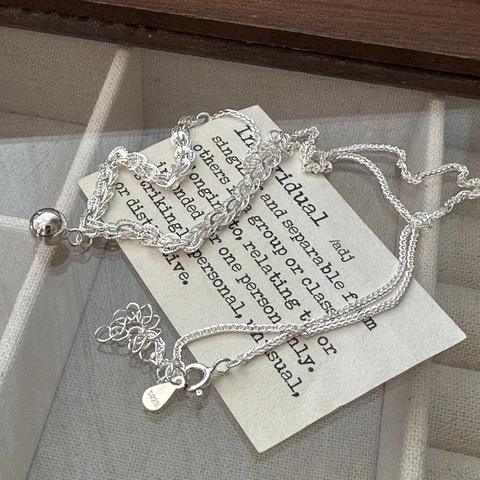 925 Sterlingsilber Minimalistische Kugel Anhänger Halskette Für Damen Vintage Geflochtene Kette Glänzende Schlüsselbeinkette