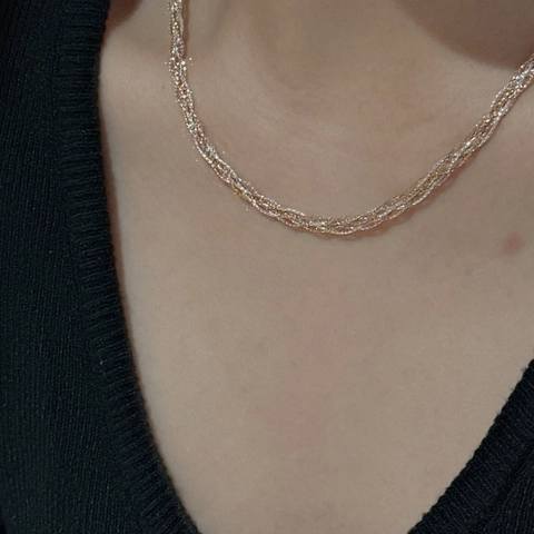 925 Sterlingsilber Geflochtene Halskette Für Damen Dreifarbig Gedrehtes Seil Minimalistische Schlüsselbeinkette Vintage Modeschmuck Geschenk