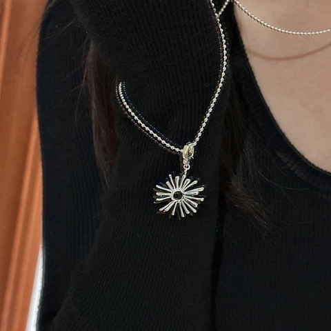 Ciondolo in Argento Sterling 925 a Forma di Fiore Irregolare per Donna Minimalista Geometrico Stile Coreano Accessori Gioielli