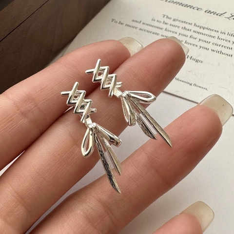 S925 Sterlingsilber Schleife Ohrhänger Für Damen Koreanische Minimalistische Geometrische Band Ohrring Schmuck Geschenk