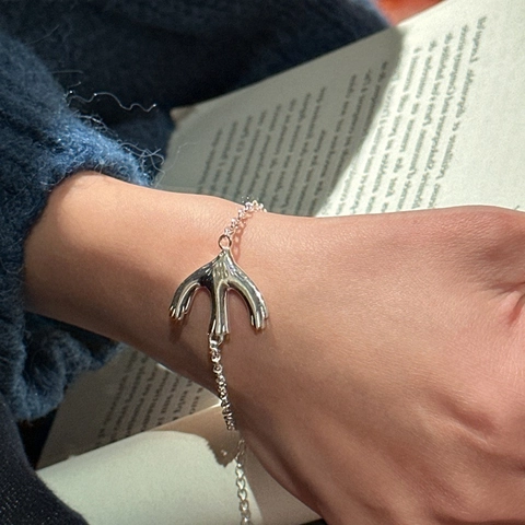 Bracciale con Ciondolo a Forma di Uccello in Argento Sterling S925 Bracciale a Catena a O Regolabile Minimalista Retrò Gioielli da Donna