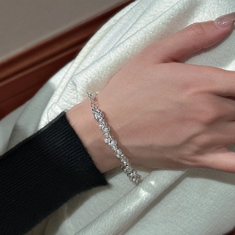 Minimalist 925 Sterling Silver Beaded Bracelet For Women Vintage Shimmering Geometric Beads Chain Bracelet Jewelry Gift