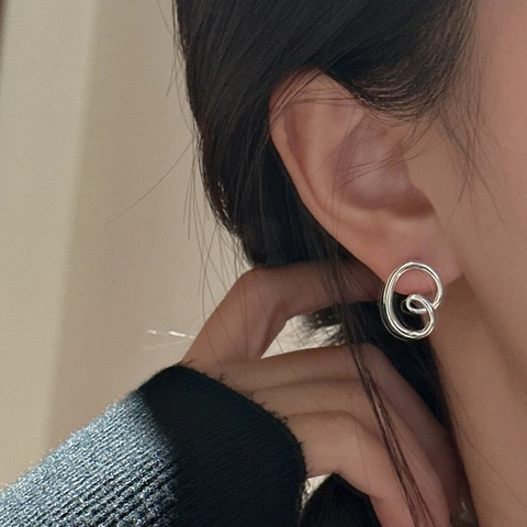 925 Sterling Zilver Abstracte Gedraaide Hoop Oorknopjes Minimalistisch Vintage Pretzel Ontwerp Koreaanse Stijl Sieraden Vrouwen