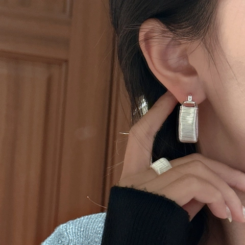 925 Sterling Silver Hoop Earrings For Women Minimalist Wound Wire Design Retro U-Shaped Geometric Ear Buckle Jewelry