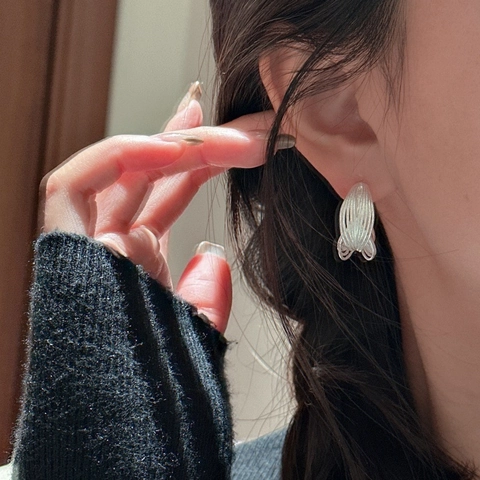 925 Sterlingsilber Retro Nische Design Unregelmäßig Mehrlagig Verflochten C-Form Creolen Für Damen Minimalistischer Schmuck