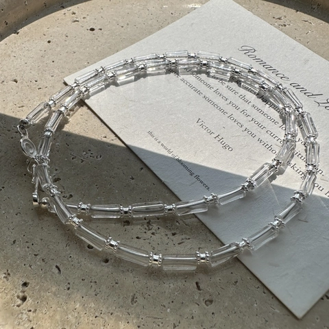 S925 Sterling Silber Weißer Kristall Verschluss Halskette Für Damen Retro Minimalistisch Geometrisch Klare Perlen Schlüsselbeinkette Schmuck