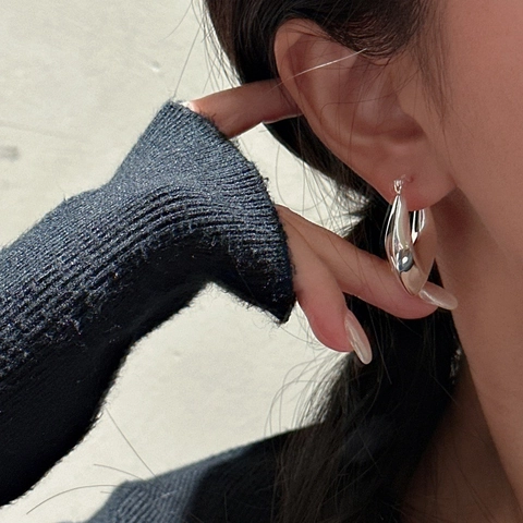 Pendientes de Aro Geométricos con Forma de Escudo Irregular en Plata de Ley S925 para Mujer Pendientes de Plata Pulida Minimalistas Joyas de Moda Regalo
