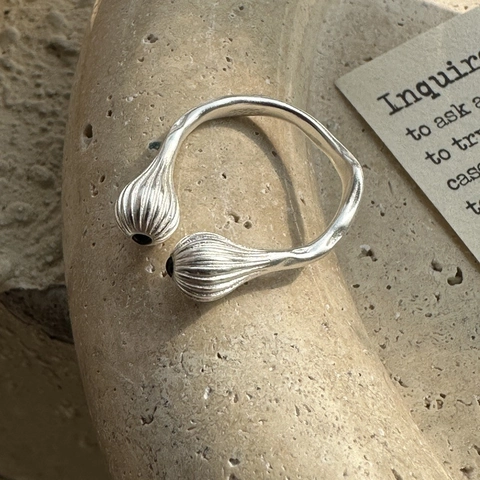 Vintage 925 Sterlingsilber Schwarzer Achat Ring Verstellbar Matt Gestreiftes Design Damen Kunstvoller Nischenschmuck Geschenk