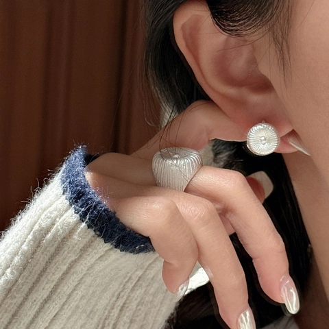 Orecchini a Cerchio Pieghettati Geometrici in Argento Sterling S925 per Donna Orecchini Huggie Piccoli Minimalisti Gioielli Retrò