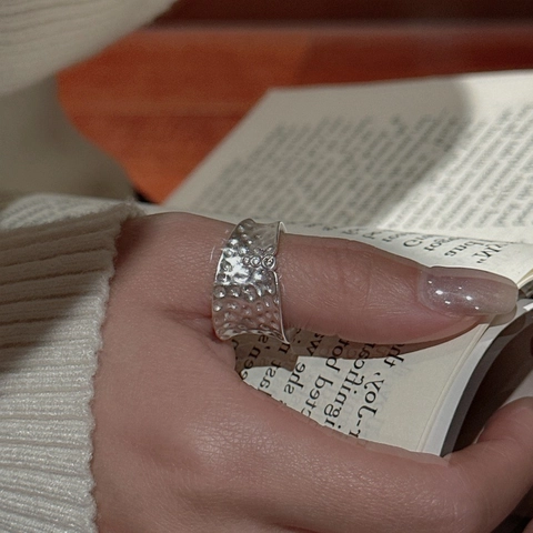 925 Sterlingsilber Gehämmert Offener Ring Für Damen Minimalistisch Verstellbar Strass Eingelegt Vintage Fingerring