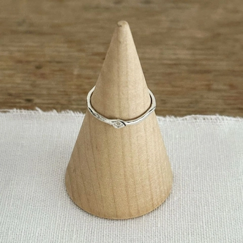 S925 Sterling Silver Irregular Textured Thin Ring For Women Vintage Distressed Minimalist Zirconia Handcrafted Finger Ring Jewelry