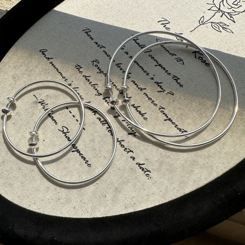 Orecchini a Cerchio Grandi Piccoli in Argento Sterling 925 da Donna Retro Y2K Minimalista Geometrico Gioielli