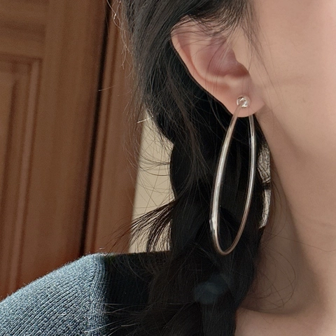 Orecchini a Cerchio Grandi Piccoli in Argento Sterling 925 da Donna Retro Y2K Minimalista Geometrico Gioielli