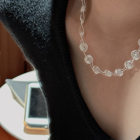 Minimalistische 925 Sterlingsilber Spirale Halskette Für Damen Handgefertigte Geometrische Zierliche Schlüsselbein Kette Schmuck