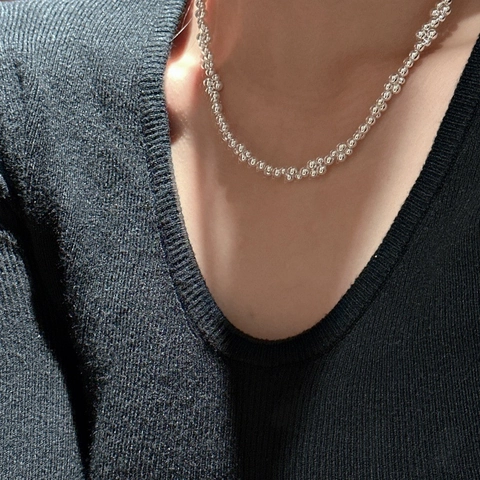 Koreanischer Stil S925 Sterlingsilber Perlenkette Für Damen Minimalistisch Handgefertigte Perlen Choker Retro Mode Schmuck