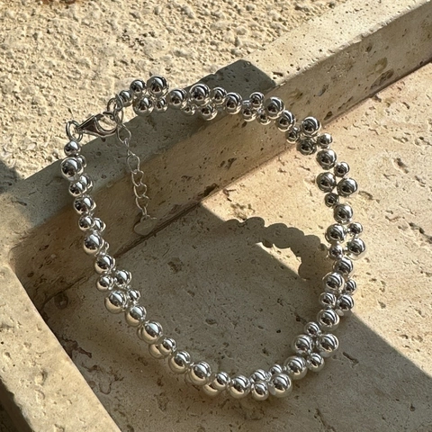 S925 Sterlingsilber Perlen Weberei Bubble Armband Für Damen Minimalist Geometrische Cluster Kette Verstellbar Mode Schmuck Geschenk