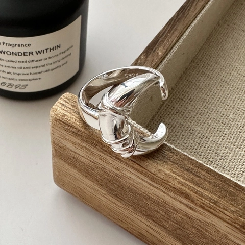 S925 Sterlingsilber Geknoteter Mond Offener Ring Für Damen Minimalistischer Verstellbarer Geometrischer Knoten Fingerring Feiner Schmuck