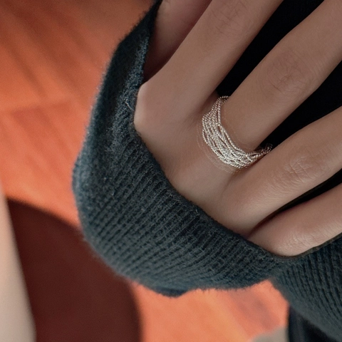 Ring Aus 925 Sterlingsilber Für Damen Mehrlagiges Flechtdesign Verstellbar Handgefertigt Vintage Fingerring Schmuck