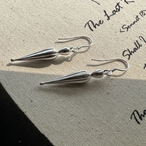 925 Sterling Silver Teardrop Earrings For Women Vintage High Polish Spindle Hook Earrings Niche Design Fashion Jewelry Gift
