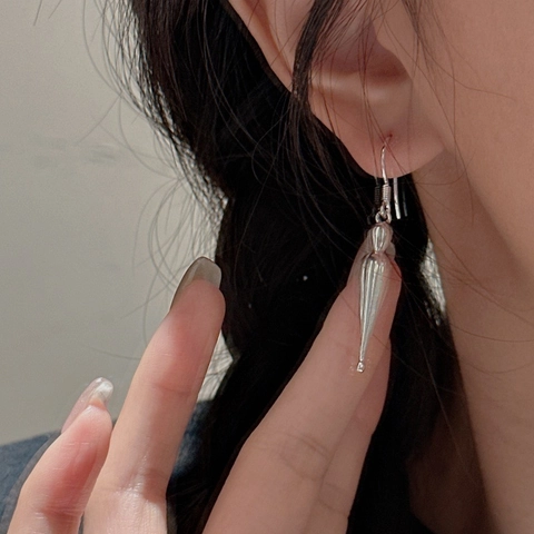 925 Sterling Silver Teardrop Earrings For Women Vintage High Polish Spindle Hook Earrings Niche Design Fashion Jewelry Gift